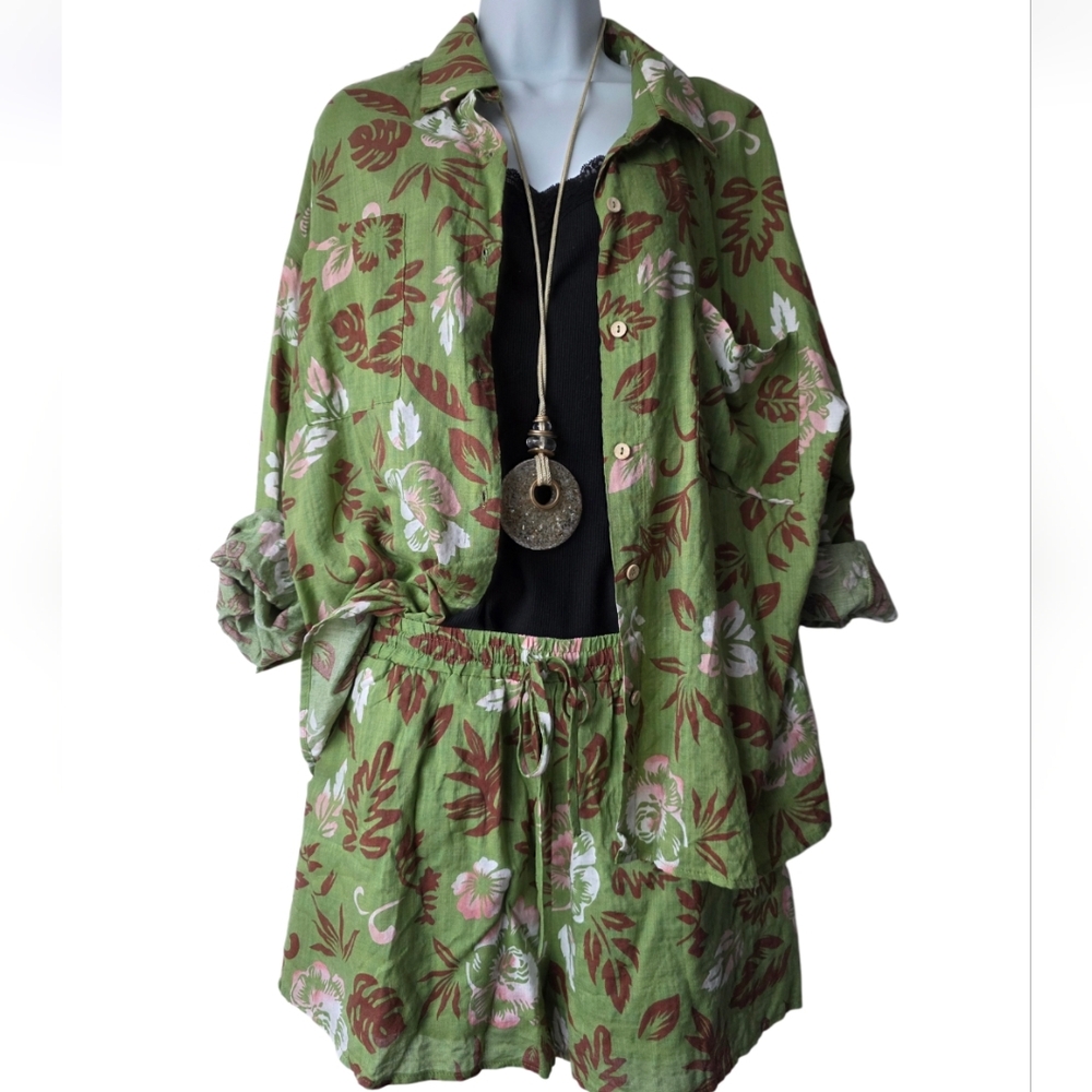 Floral Green Two-Piece Set L